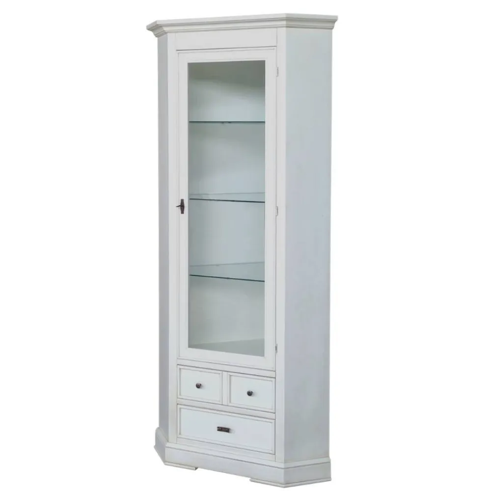 Wohnen Vitrinen<Eckvitrine in Antikweiß - Annot