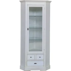 Wohnen Vitrinen<Eckvitrine in Antikweiß - Annot