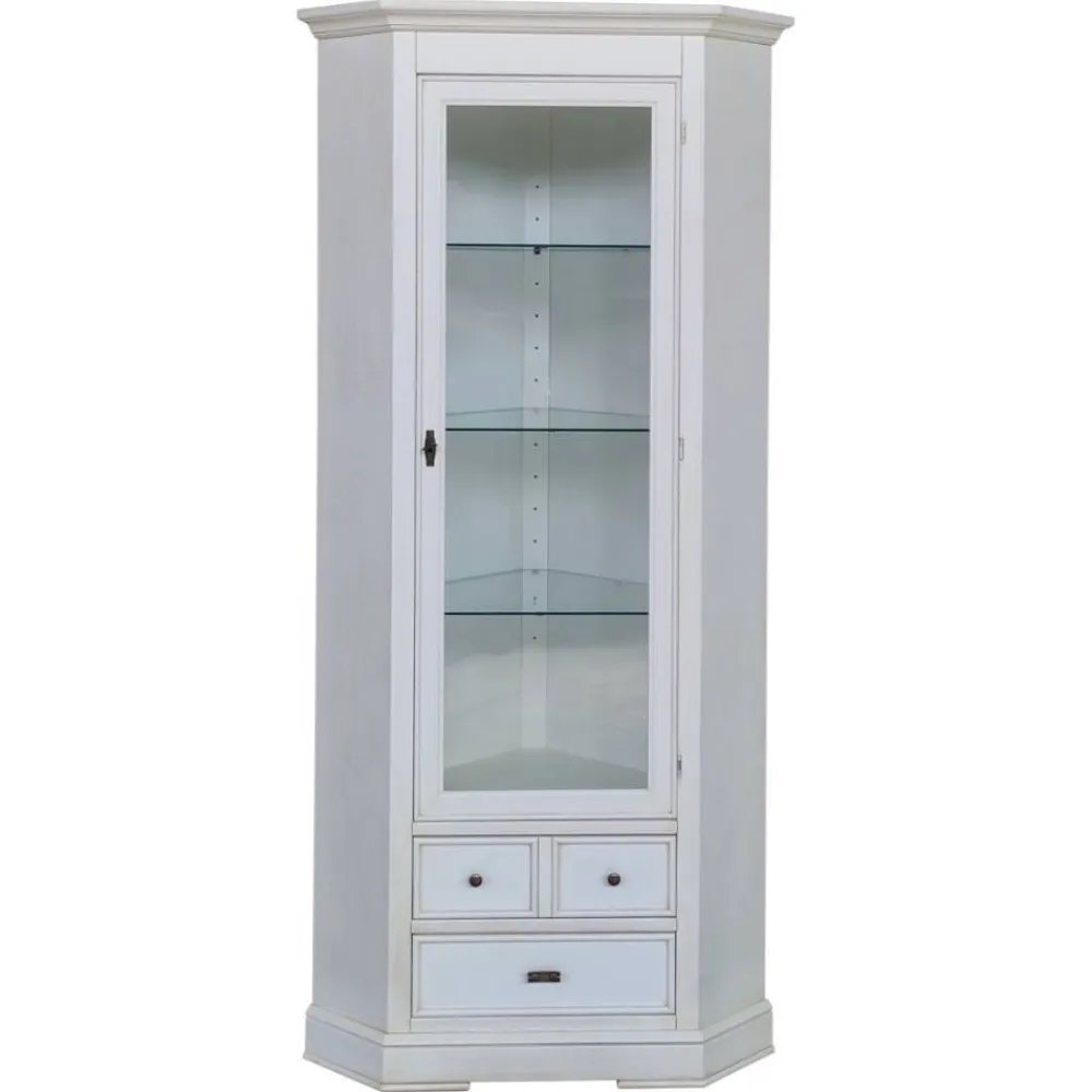 Wohnen Vitrinen<Eckvitrine in Antikweiß - Annot