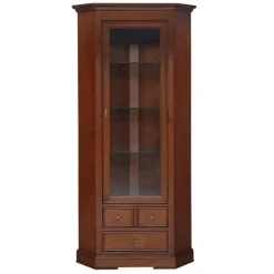 Wohnen Vitrinen<Eckvitrine in Walnussfarben Antik - Istefanio