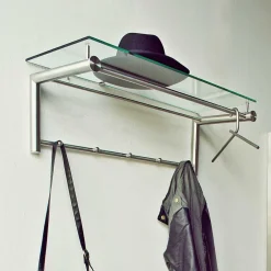 Wohnen Garderoben<Edelstahl Garderobe mit Glas Hutablage - Blevos