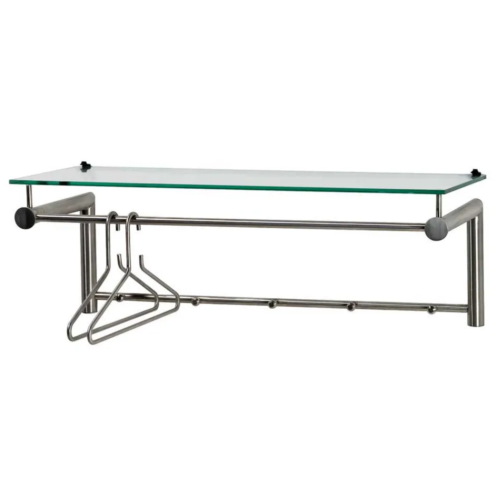 Wohnen Garderoben<Edelstahl Garderobe mit Glas Hutablage - Blevos