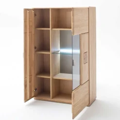 Wohnen Wohnwände<Edle Wohnwand mit 320cm Breite Pontros in Eiche Bianco teilmassiv (vierteilig)