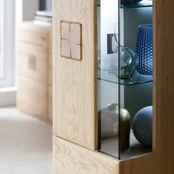 Wohnen Wohnwände<Edle Wohnwand mit 320cm Breite Pontros in Eiche Bianco teilmassiv (vierteilig)