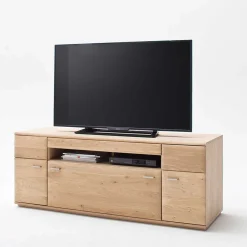 Wohnen Wohnwände<Edle Wohnwand mit 320cm Breite Pontros in Eiche Bianco teilmassiv (vierteilig)