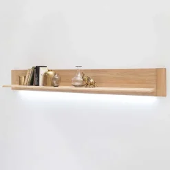 Wohnen Wohnwände<Edle Wohnwand mit 320cm Breite Pontros in Eiche Bianco teilmassiv (vierteilig)