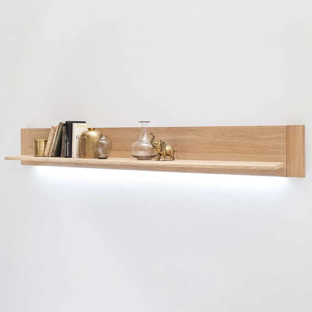 Wohnen Wohnwände<Edle Wohnwand mit 320cm Breite Pontros in Eiche Bianco teilmassiv (vierteilig)
