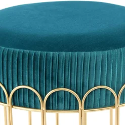 Wohnen Hocker<Edler Samthocker in Petrol & Gold - Ugian