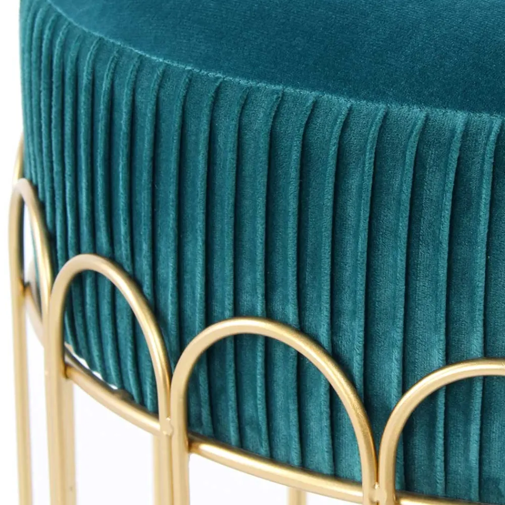 Wohnen Hocker<Edler Samthocker in Petrol & Gold - Ugian