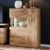 Wohnen Highboards<Eiche Bianco Highboard mit Glas Einsatz - Crokas I
