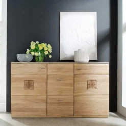 Wohnen Sideboards<Eiche Bianco Sideboard teilmassiv Pontros 2-türig