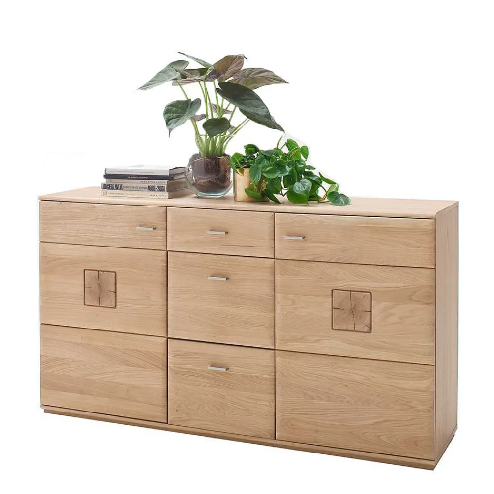 Wohnen Sideboards<Eiche Bianco Sideboard teilmassiv Pontros 2-türig