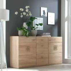 Wohnen Sideboards<Eiche Bianco Sideboard teilmassiv Pontros 2-türig