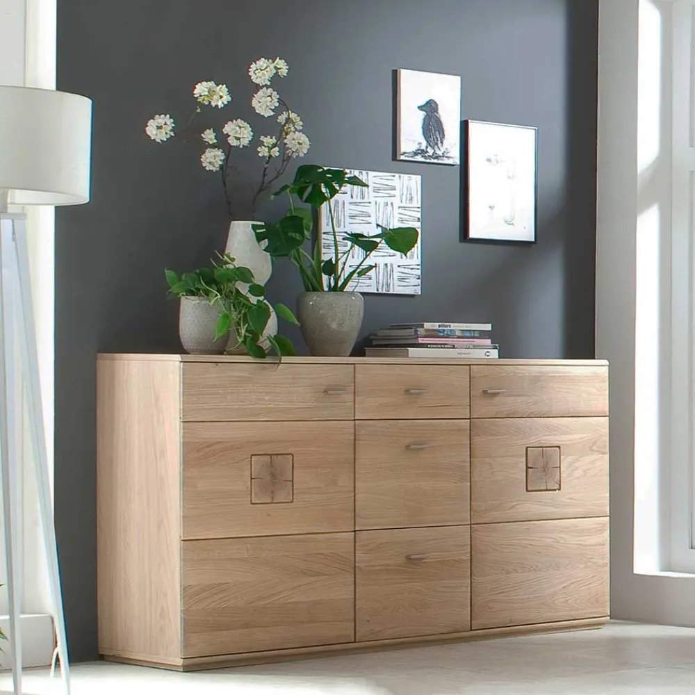 Wohnen Sideboards<Eiche Bianco Sideboard teilmassiv Pontros 2-türig