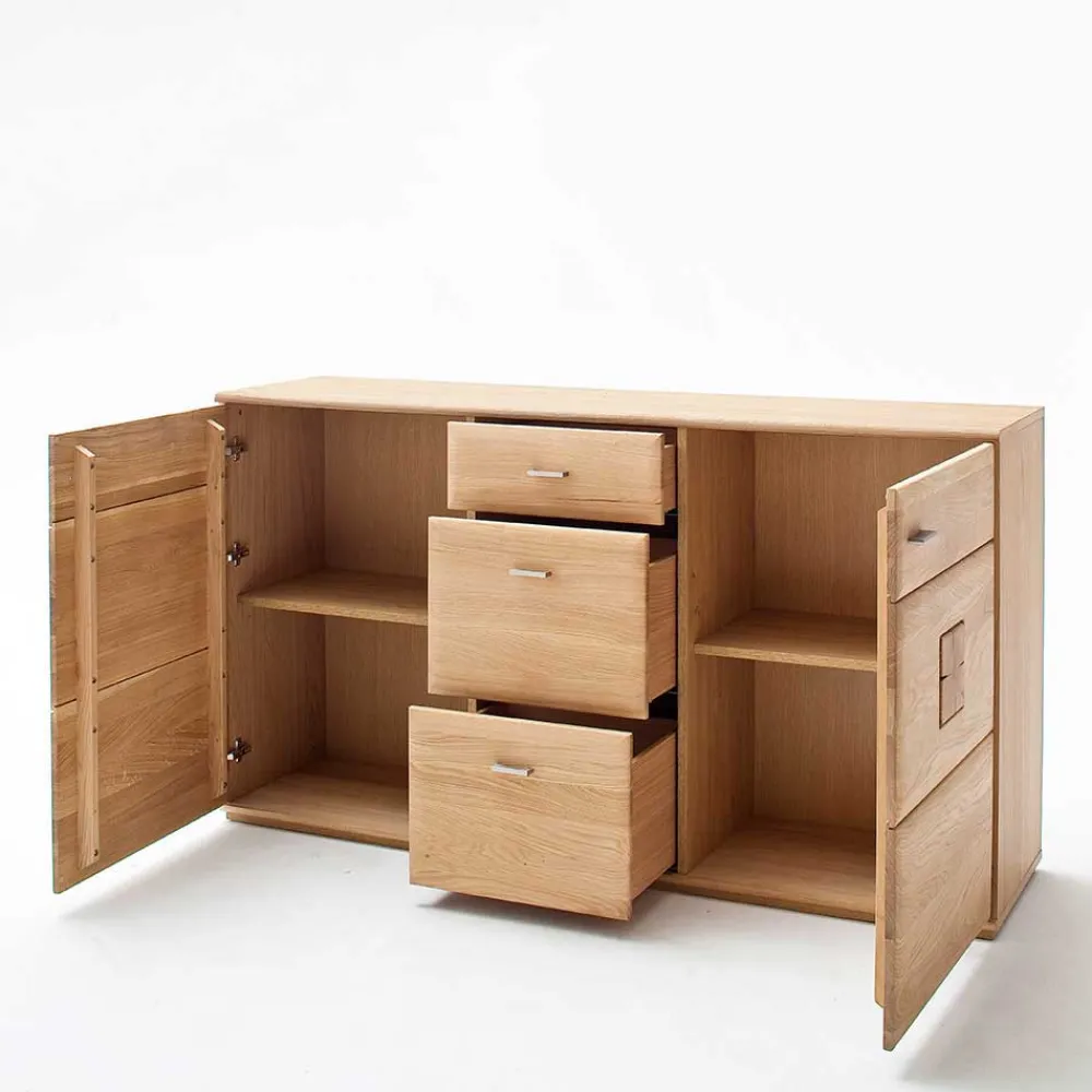 Wohnen Sideboards<Eiche Bianco Sideboard teilmassiv Pontros 2-türig