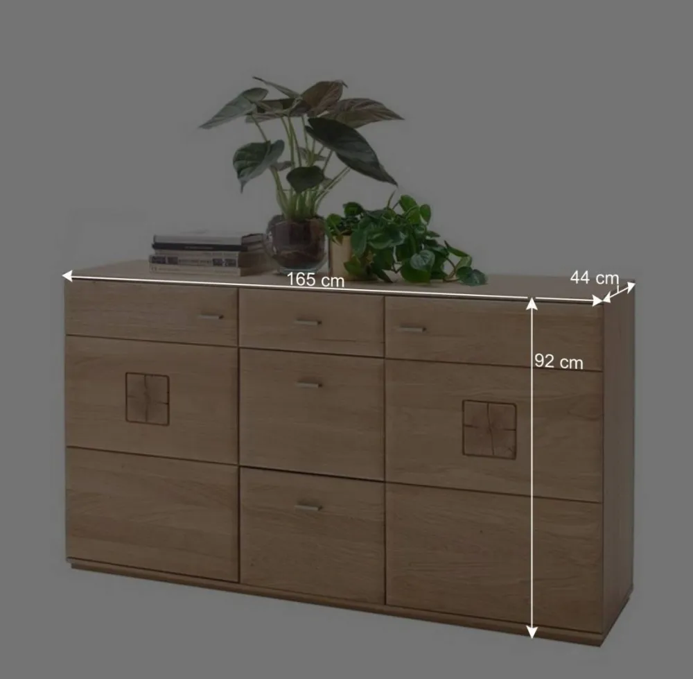 Wohnen Sideboards<Eiche Bianco Sideboard teilmassiv Pontros 2-türig