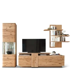 Wohnen Wohnwände<Eiche Bianco Wohnwand Set 320cm - Crokas (dreiteilig)
