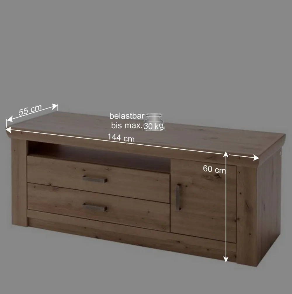 Wohnen Tv & Hifi-Möbel|Lowboards<Eiche Dekor TV Board mit 2 Schubladen - Wykina