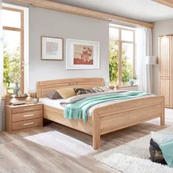 Wohnen Betten<Eiche Doppelbett & Nachtkommoden - Sendician (dreiteilig)