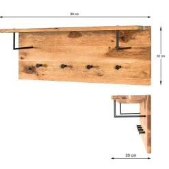 Wohnen Garderoben<Eiche Hängegarderobe mit Hutboden - Cadama