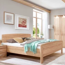 Wohnen Betten<Eiche Holzbett mit 48 cm Einstiegshöhe - Sendician