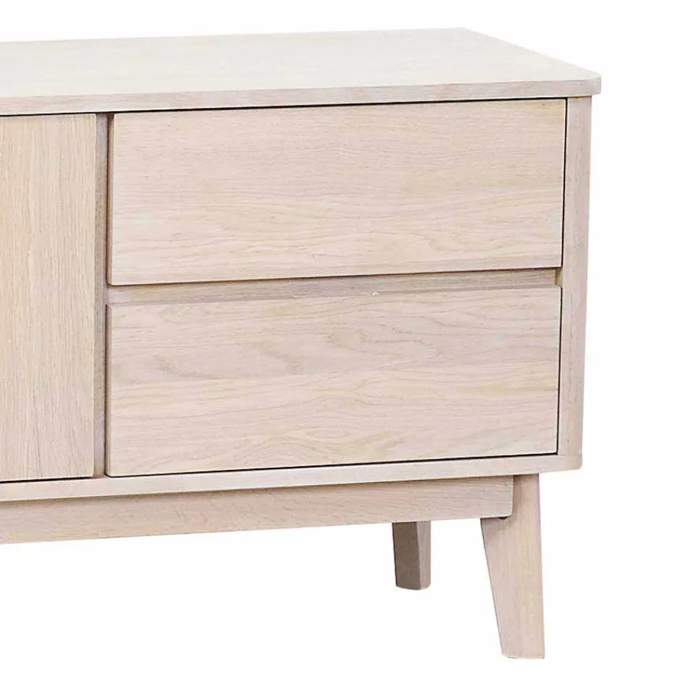 Wohnen Tv & Hifi-Möbel|Lowboards<Eiche Massivholz TV Schrank in White Wash - Navassa