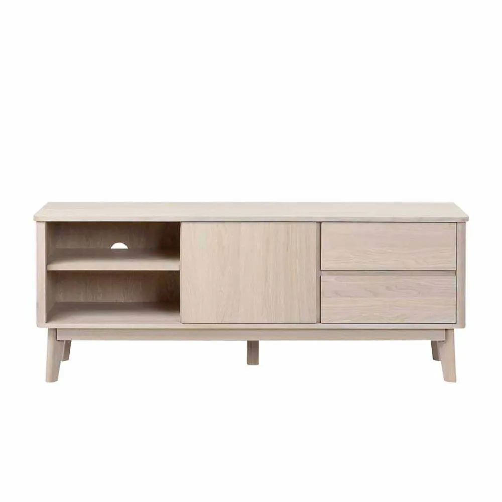 Wohnen Tv & Hifi-Möbel|Lowboards<Eiche Massivholz TV Schrank in White Wash - Navassa