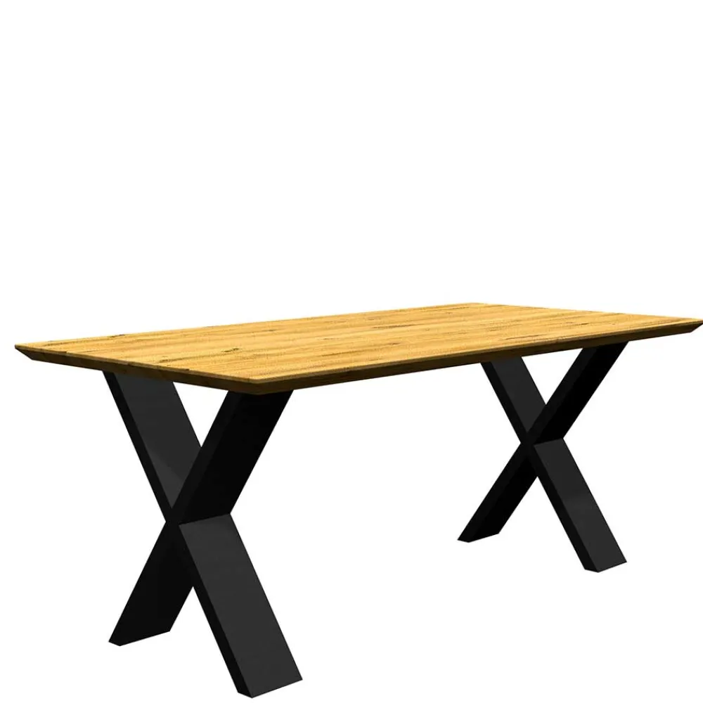 Wohnen Tische<Eiche Tisch mit Schweizer Kante und X-Füßen - Tablona