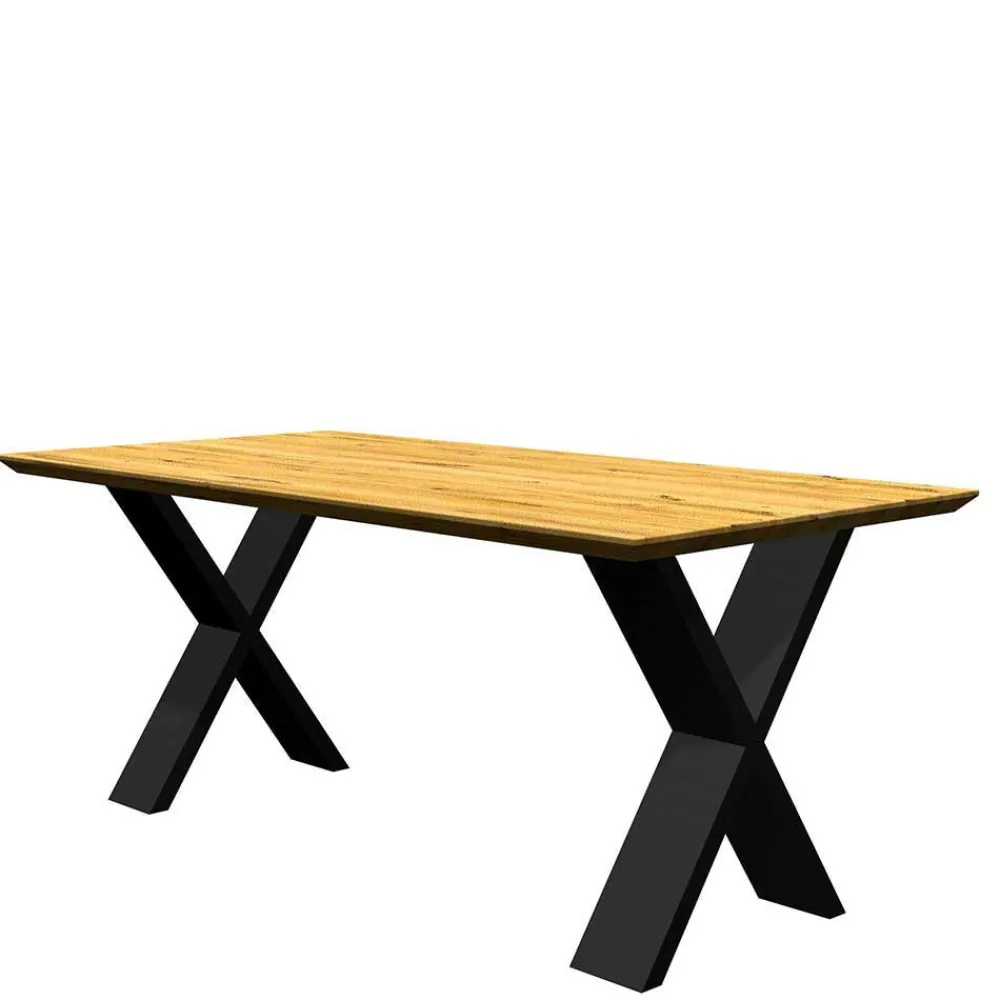 Wohnen Tische<Eiche Tisch mit Schweizer Kante und X-Füßen - Tablona