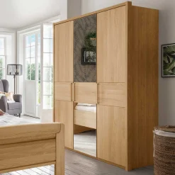 Wohnen Kleiderschränke|Schränke<Eichefarbener Kleiderschrank in drei Höhen - Emdsiva I