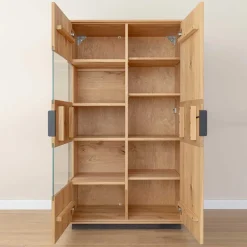 Wohnen Highboards|Vitrinen<Eichenholz Highboard mit Hirnholz Applikation - Deruta