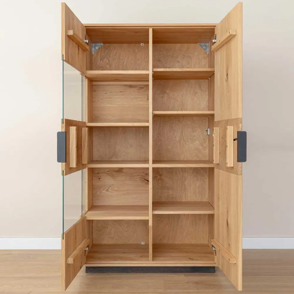 Wohnen Highboards|Vitrinen<Eichenholz Highboard mit Hirnholz Applikation - Deruta