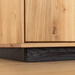 Wohnen Highboards|Vitrinen<Eichenholz Highboard mit Hirnholz Applikation - Deruta