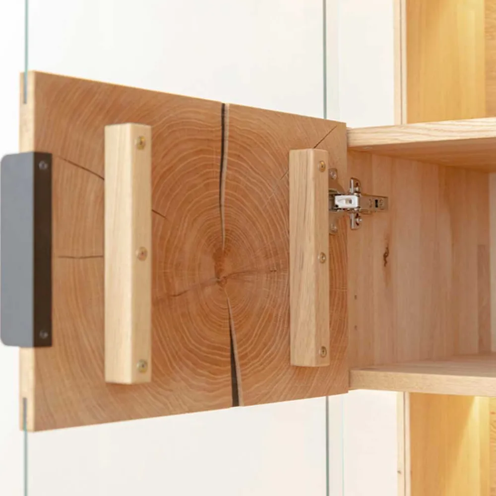 Wohnen Highboards|Vitrinen<Eichenholz Highboard mit Hirnholz Applikation - Deruta