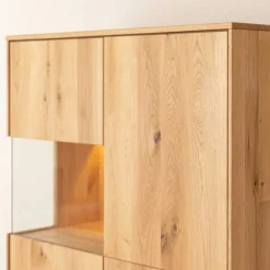 Wohnen Highboards|Vitrinen<Eichenholz Highboard Vitrine modern - Judita