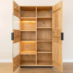 Wohnen Highboards|Vitrinen<Eichenholz Highboard Vitrine modern - Judita