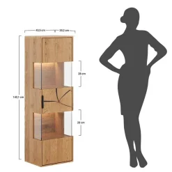 Wohnen Vitrinen<Eichenholz Hängevitrine mit Hirnholz Applikation - Deruta
