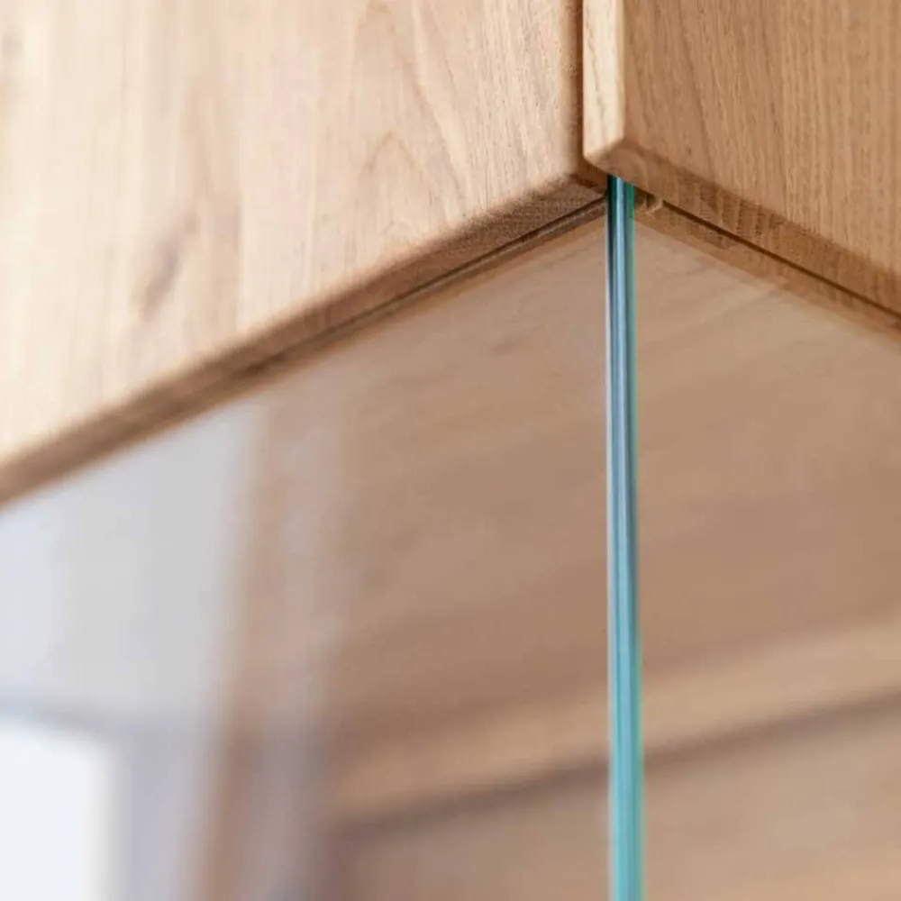 Wohnen Vitrinen<Eichenholz Hängevitrine mit Hirnholz Applikation - Deruta