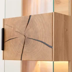 Wohnen Vitrinen<Eichenholz Hängevitrine mit Hirnholz Applikation - Deruta