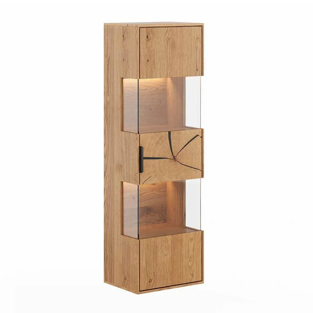Wohnen Vitrinen<Eichenholz Hängevitrine mit Hirnholz Applikation - Deruta