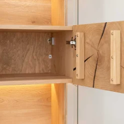 Wohnen Vitrinen<Eichenholz Hängevitrine mit Hirnholz Applikation - Deruta