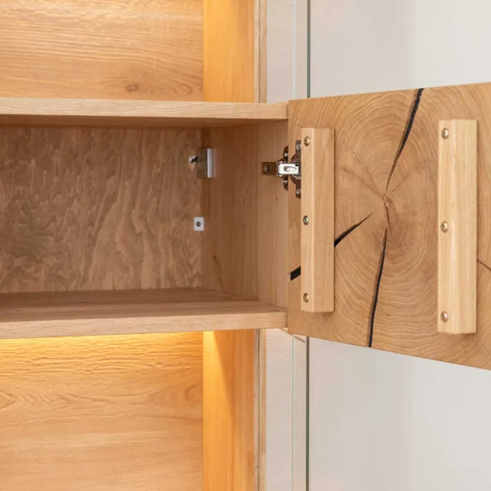 Wohnen Vitrinen<Eichenholz Hängevitrine mit Hirnholz Applikation - Deruta