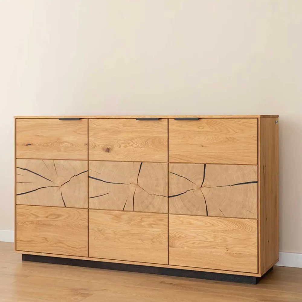 Wohnen Sideboards<Eichenholz Sideboard mit Hirnholz Applikation - Deruta