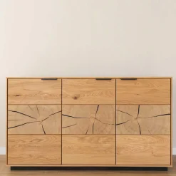 Wohnen Sideboards<Eichenholz Sideboard mit Hirnholz Applikation - Deruta