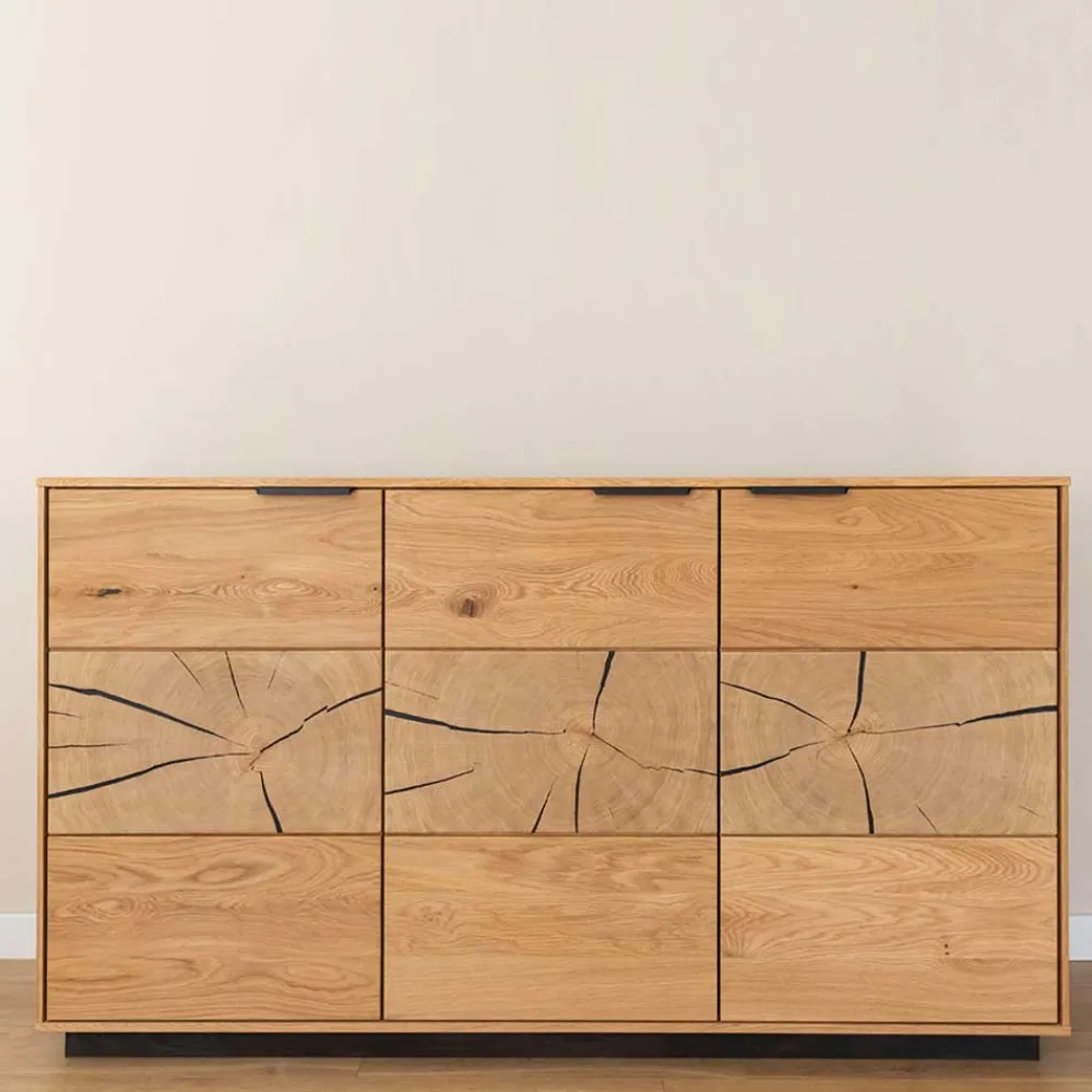 Wohnen Sideboards<Eichenholz Sideboard mit Hirnholz Applikation - Deruta
