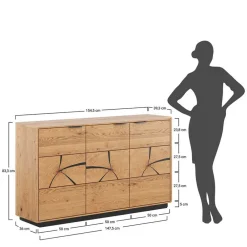 Wohnen Sideboards<Eichenholz Sideboard mit Hirnholz Applikation - Deruta