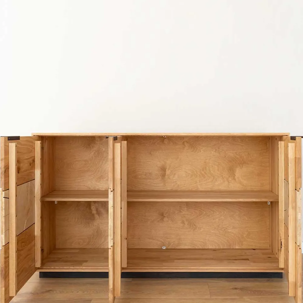Wohnen Sideboards<Eichenholz Sideboard mit Hirnholz Applikation - Deruta