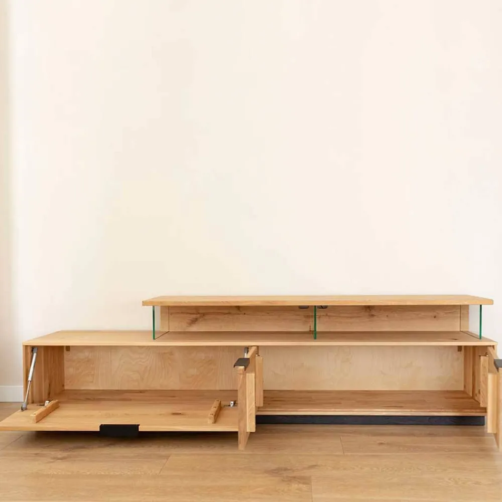 Wohnen Tv & Hifi-Möbel|Lowboards<Eichenholz TV Board mit Hirnholz Applikation - Deruta