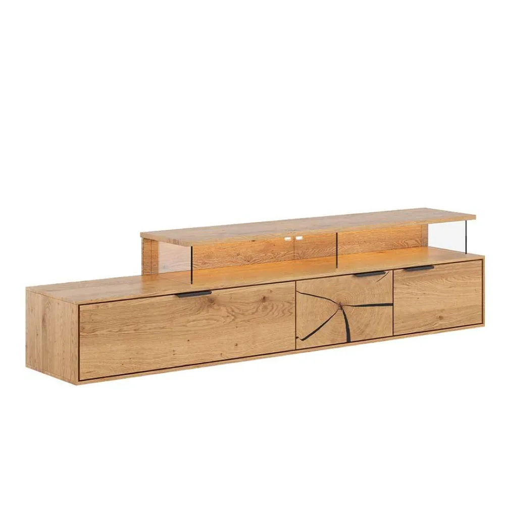 Wohnen Tv & Hifi-Möbel|Lowboards<Eichenholz TV Board mit Hirnholz Applikation - Deruta