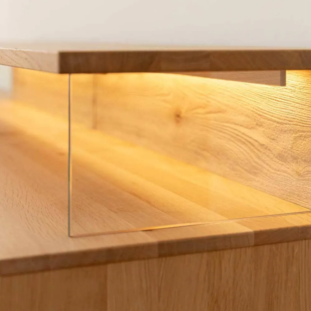 Wohnen Tv & Hifi-Möbel|Lowboards<Eichenholz TV Board mit Hirnholz Applikation - Deruta